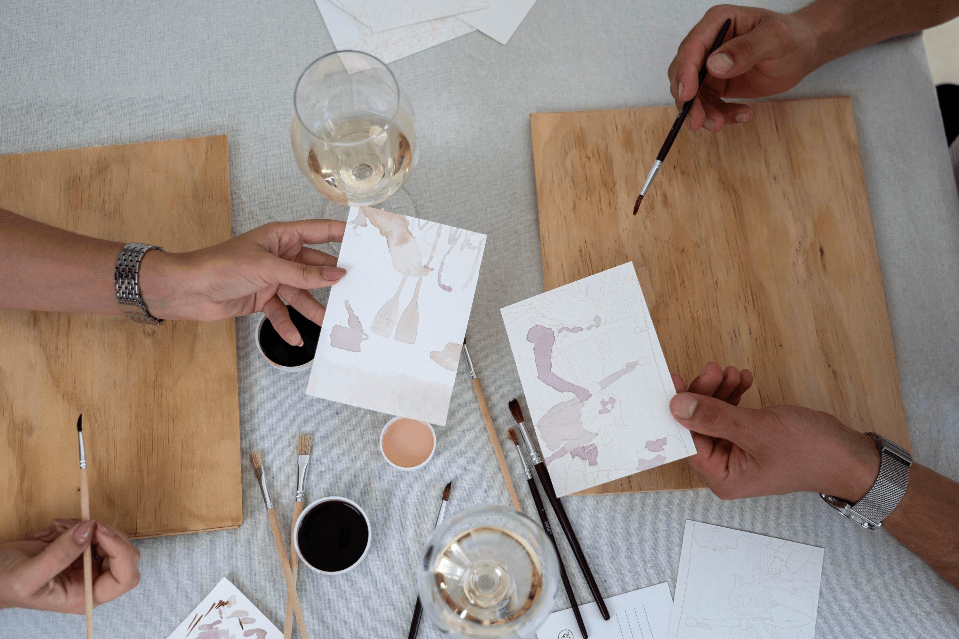 Pintura de Postal com Vinho